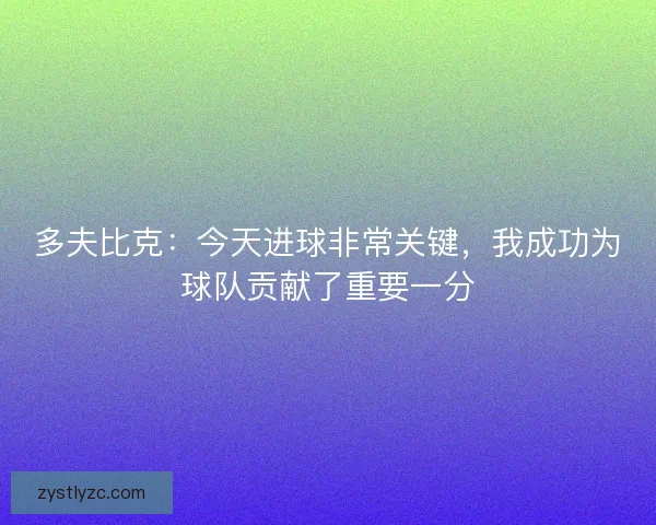 多夫比克：今天进球非常关键，我成功为球队贡献了重要一分